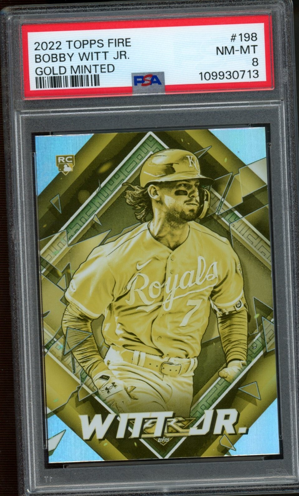 2022 Topps Fire - Bobby Witt Jr. #198 Gold Minted (RC) Kansas City Royals