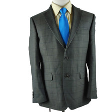 Jos A Bank Reserve 40R Silk Blend 2 Button Dark Gray Windowpane Suit Blazer