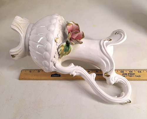Jarrón jarra floral vintage Capodimonte Italia Toscana 12,5” romántico victoriano - Imagen 9 de 10