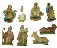 Vintage Italian Nativity Set Christmas Manger Scene 9 Figures Made In Italy