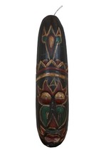 Vintage Indonesian Folk Art Carved Tribal Painted Face Mask 20"
