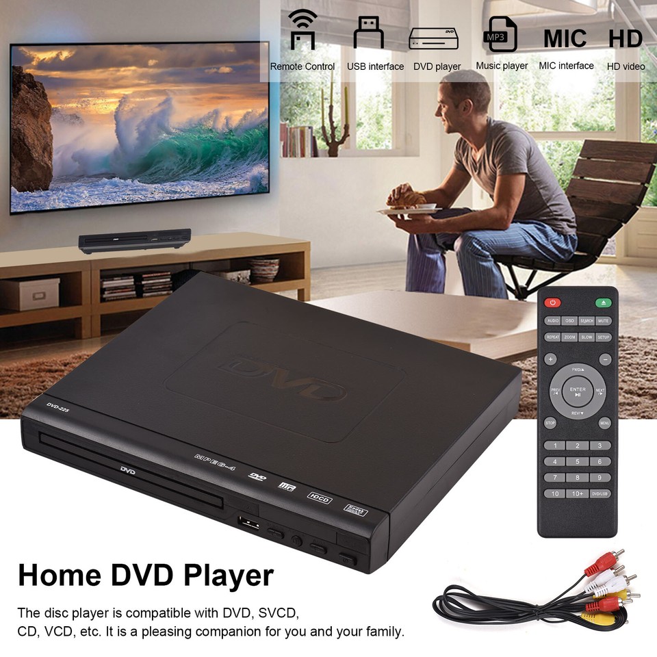 DVD Player All Region Free DVD CD Disc Player AV Output USB Remote ...