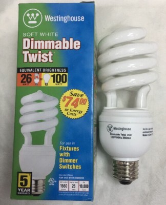 26/twist/dim/27 Westinghouse CFL # 07259 26 Watt DIMMABLE Compact Twist Lamp