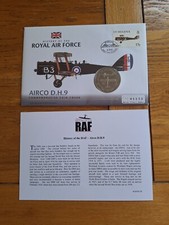 Gibraltar 2008 Cu-Ni Crown Coin & Stamp Cover FDC - RAF History - Airco  D.H.9