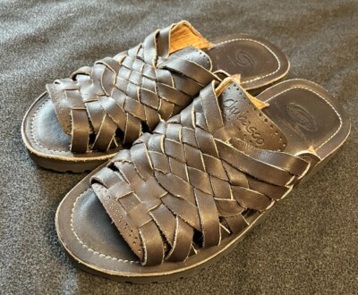 Chubasco Brown Leather Woven Huaraches Aztec Slide Sandal Women's US  Men's