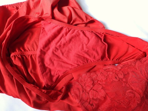 BRAGAS Hipster con panel de encaje de nailon rojo elección cómoda talla 14 plus 64" cadera - Imagen 6 de 6