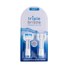 Official Triple Bristle Toothbrush Replacement Brush Heads BLUE - FREE Shipping