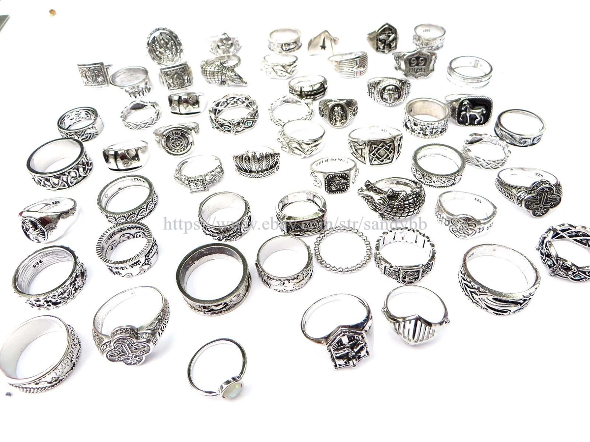 wholesale rings 24pc Celtic vintage style silver rings bulk jewelry lot