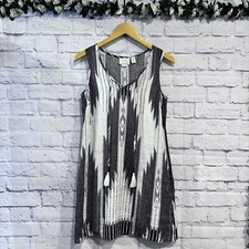 Cynthia Rowley Shift Dress Womens Blue White Linen Bohemian Size 2 Sleeveless