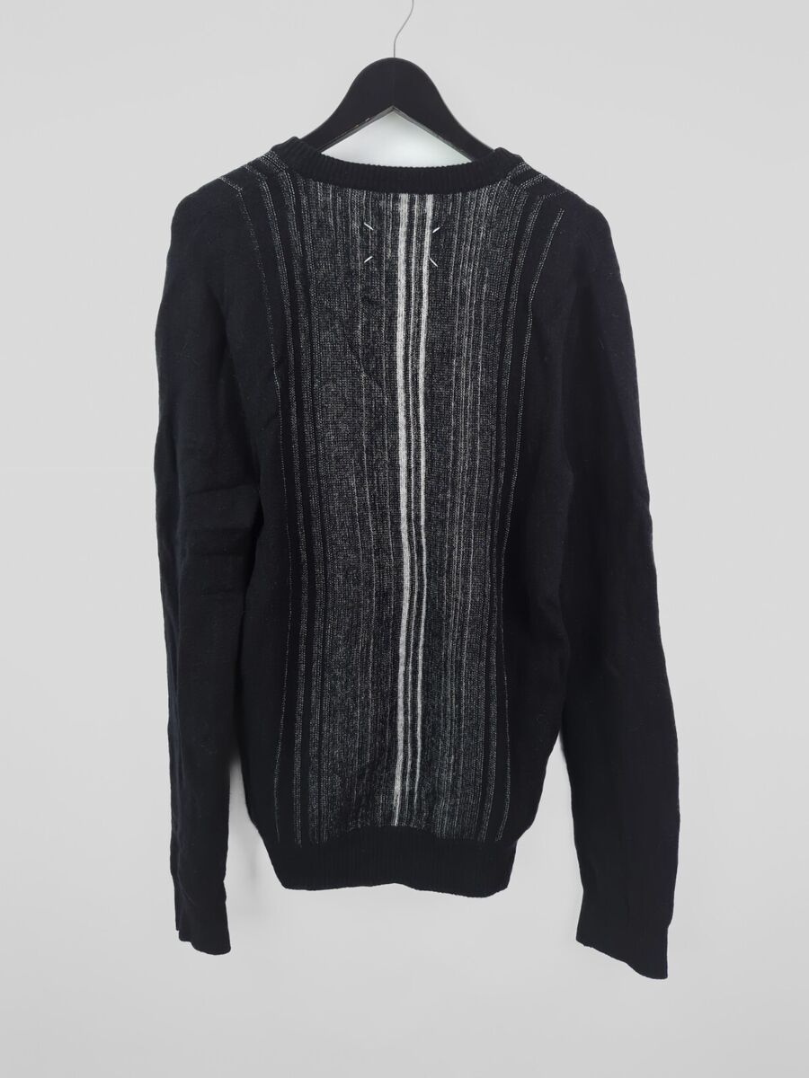 MAISON MARGIELA Men's Sz M Black White Stripe Cardigan LINE MAISON MARGIELA Men's Sz M Black White Stripe Cardigan LINE