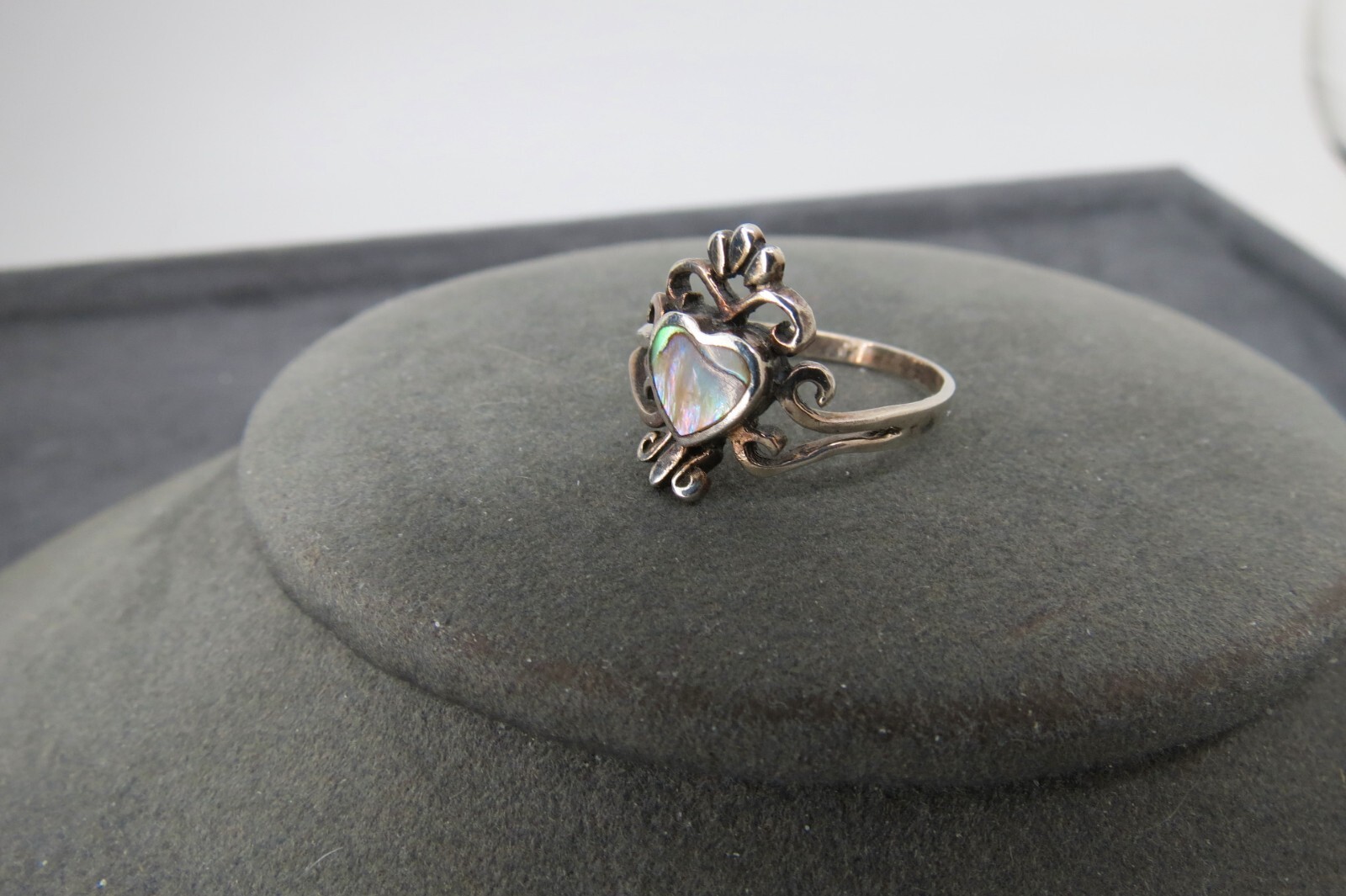 Abalone Heart Ring Sterling Silver Shell Stone Si… - image 9