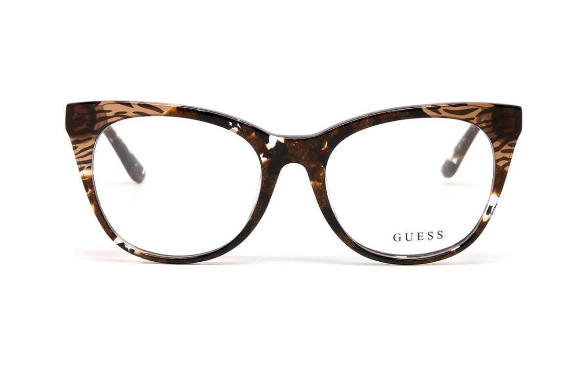 GUESS GU2819 050 Коричневые блестящие женские пластиковые оптические очки кошачий глаз 55-19-140 18290₽