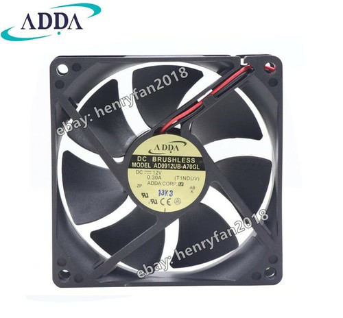 ADDA AD0912UB-A70GL Axial Fan DC12V 0.3A 92*92*25MM 2wire 56CFM Case Cooling Fan - Picture 2 of 6