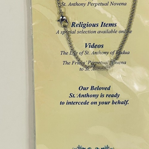 Collana Ciondolo Sant'Antonio Preghiera per Noi Silvertone Biglietto di Preghiera Religiosi - Foto 4 di 6
