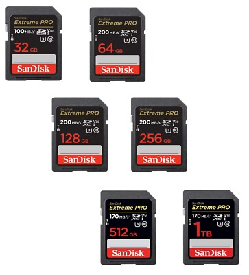 SanDisk SD Extreme Pro 32-512GB Klasse 10 UHS-I 170MB/S für Kameras DSLR
