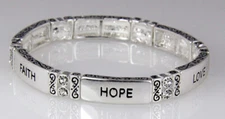4031342 Faith Hope Love Stretch Bracelet 1st Corinthians Christian Scripture 