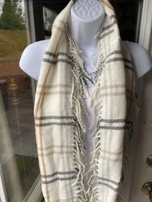 Cejon Scarf Bolo Boho Retro Dress Creme Plaid ECU