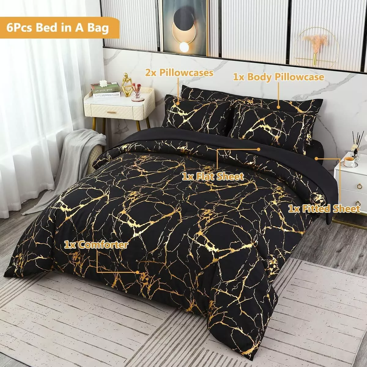 Black and gold bed 2024 in a bag