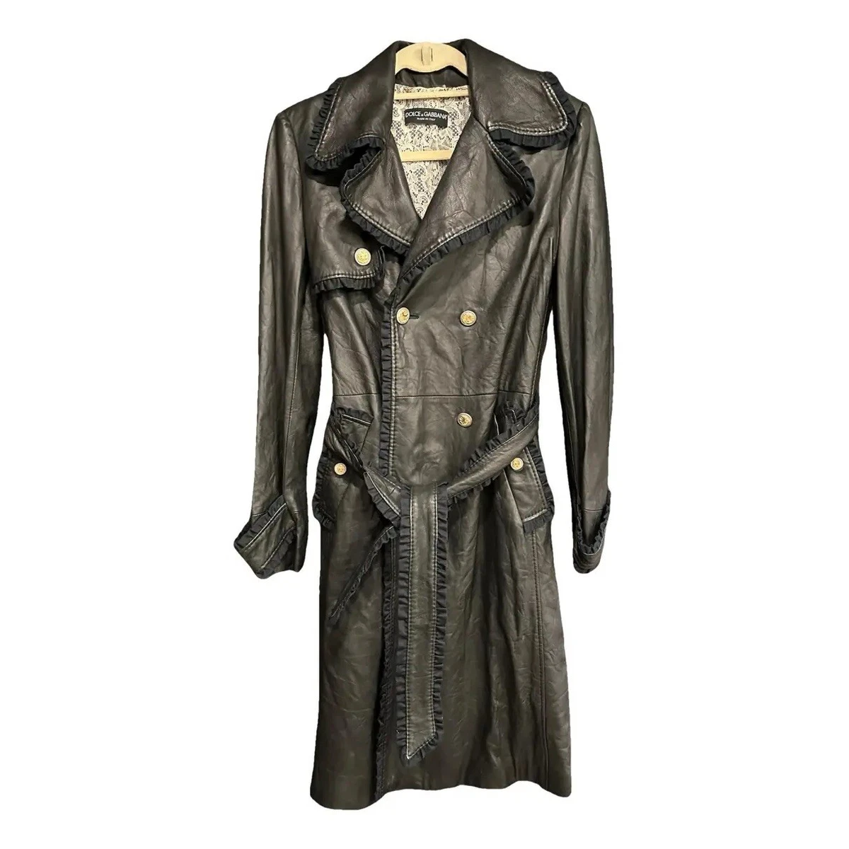Dolce&Gabbana Leather Outer Shell Coats, Jackets & Vests Trench