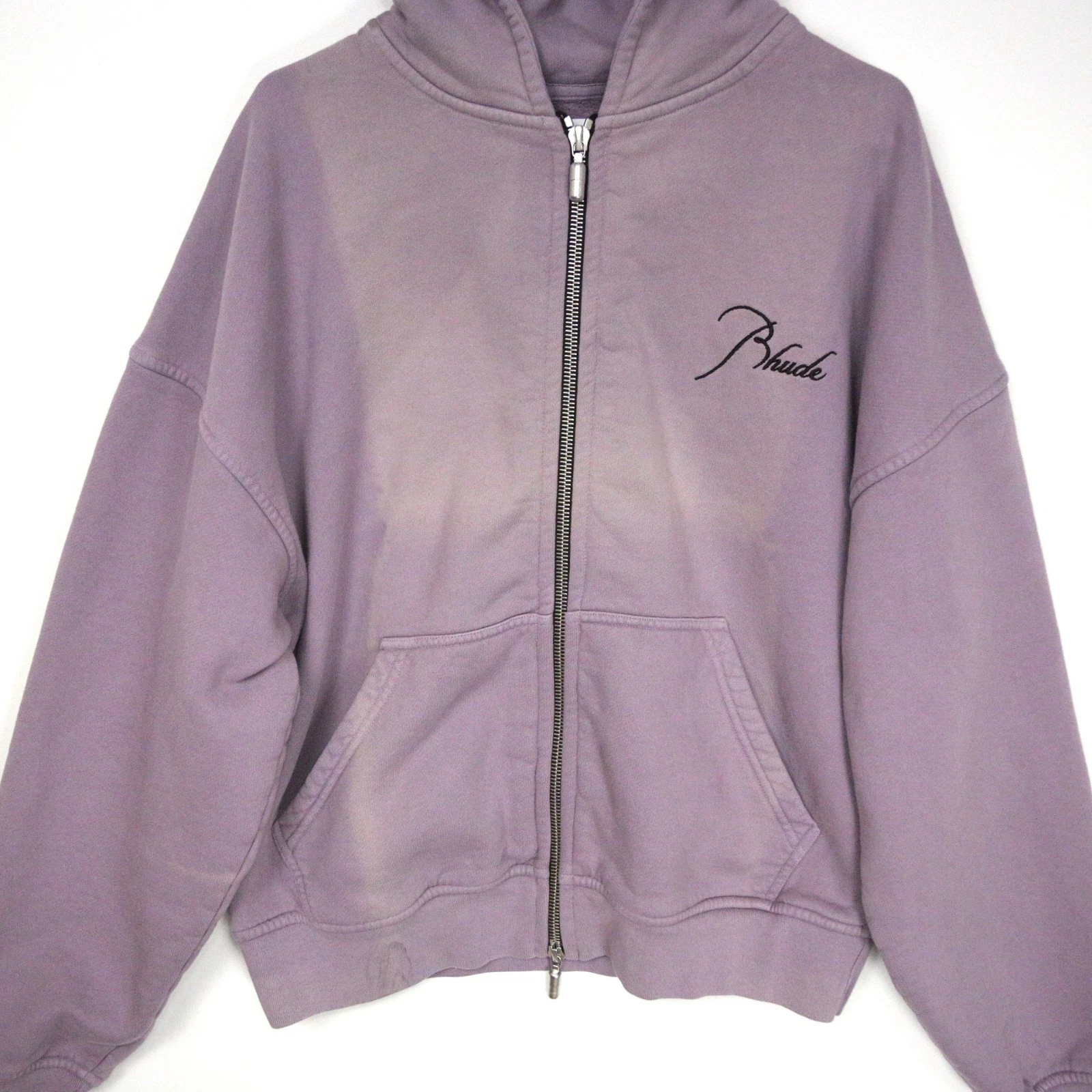 Felpa con cappuccio e zip Rhude viola lavanda SBIADITA oversize piccola *LEGGI*