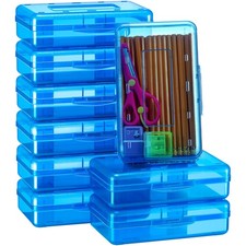 36 Pcs Plastic Pencil Box Stackable Clear Pencil Case with Lid Snap Closure Bulk