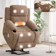 Chenille Electric Power Lift Recliner Chair with Massage and Lumbar Heating