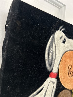 Vintage Snoopy Charlie Brown Love Signed Velvet Painting 60s 70s