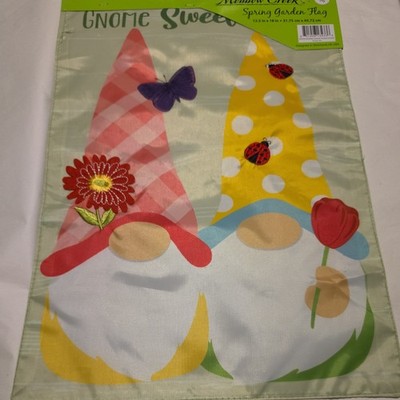 MEADOW CREEK 18'' x 12.5'' GNOME SWEET GNOME OUTDOOR GARDEN FLAG NEW!