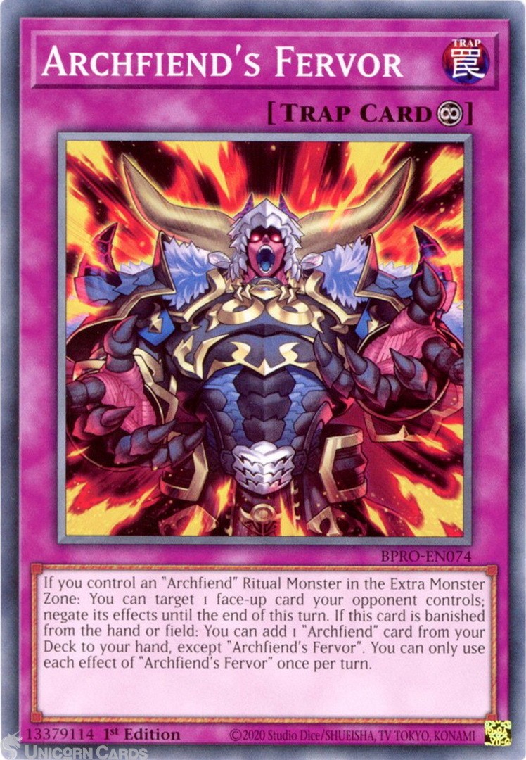 BPRO-EN074 Archfiend's Fervor : Common 1st Edition Mint YuGiOh Card