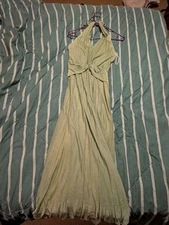 Tinkerbell Inspired Long Cocktail Gown, Halter Top Zip Up