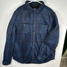Weatherproof Sweater Men’s XL EG Blue Plaid Button Up Faux Fur Lined Outdoor