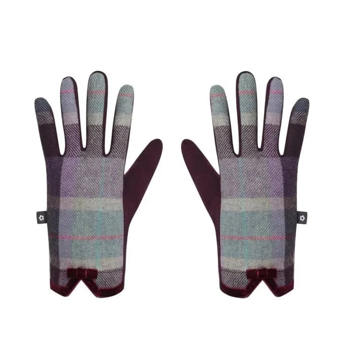 Ladies Tweed Gloves In Cranberry Purple By Earth Squared, One Size