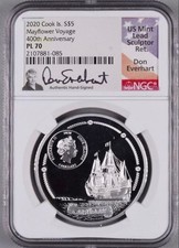 2020 Cook Islands Mayflower 400th Anniversary $5 Silver Coin (NGC PL70) / 53