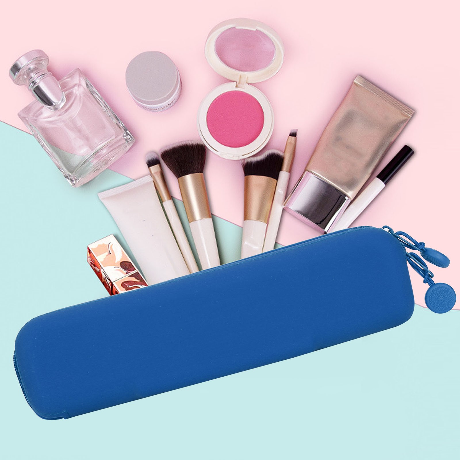Mini Pen Silicone Storage Bag Travel Pencil Zipper Pouch For Cosmetic Makeup