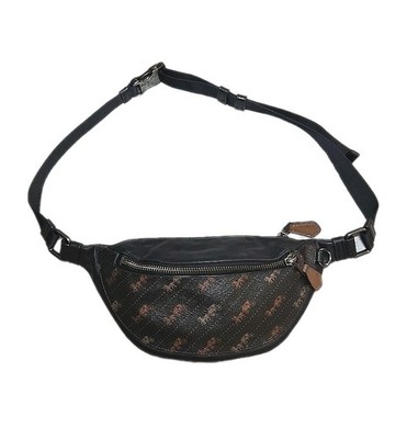 Coach Men's Black/Brown Monogram Belt Bag Fanny Pack Adjustable Strap 