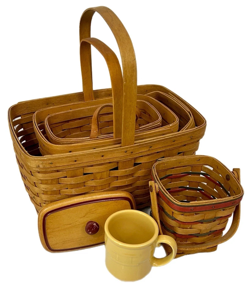 Longaberger Basket Lot: Medium Market, Coffee Mug, Spring, Medium Key, Vegetable - Image 1 of 4