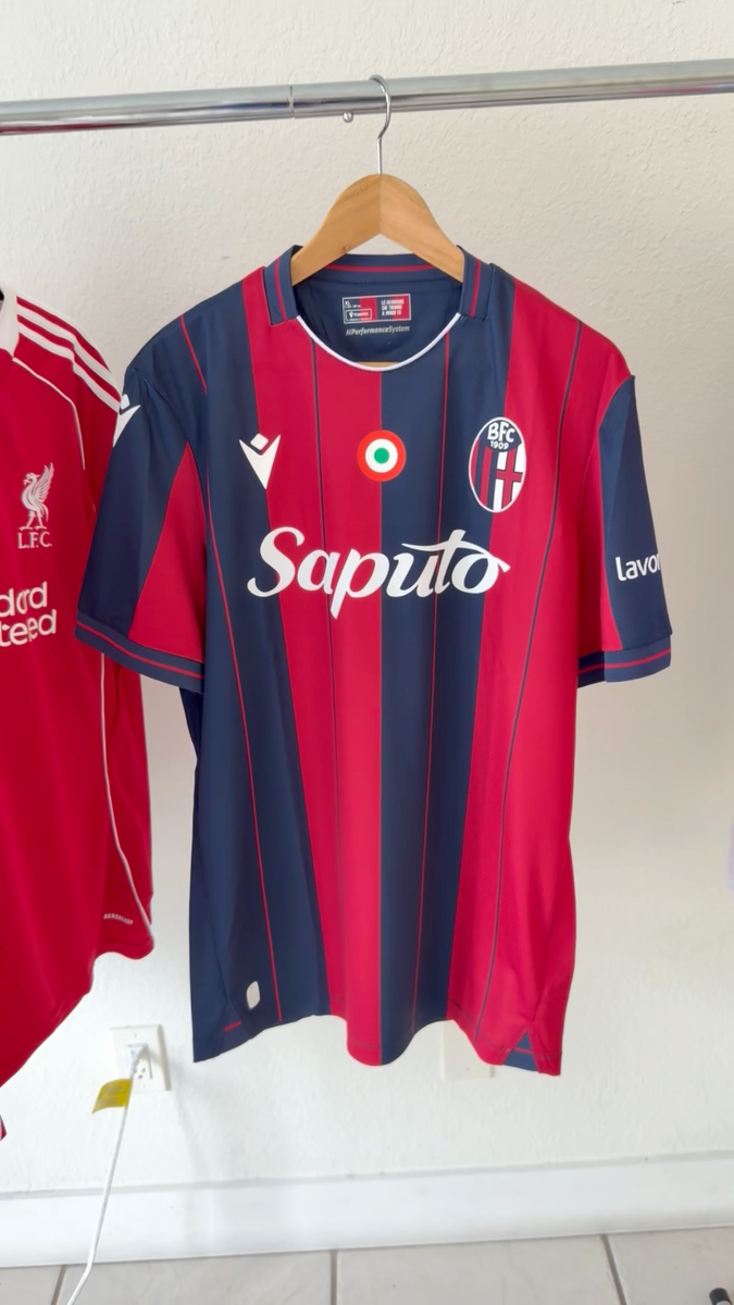 Macron Bologna FC 1909 2025/26 Home Jersey Saputo Red Blue Men's