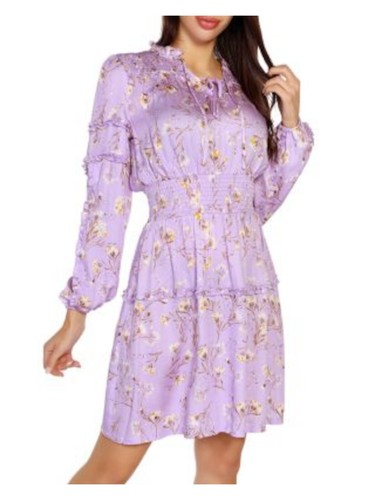BELLDINI Womens Purple Tie Yoke And Waist Sleeve Split Dress S\P - Picture 7 of 11