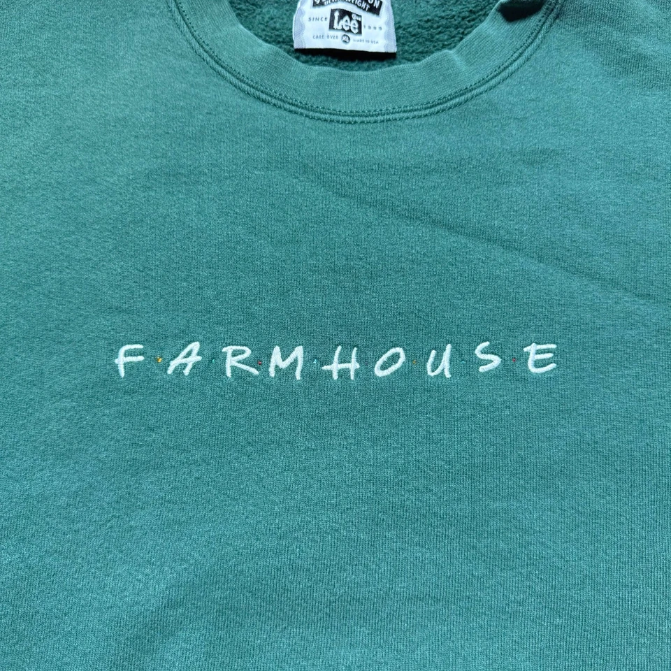 Sudadera Pullover Vintage Años 90 Granja Bordada Polar Cuello Redondo - Talla XL Foto 2 de 4