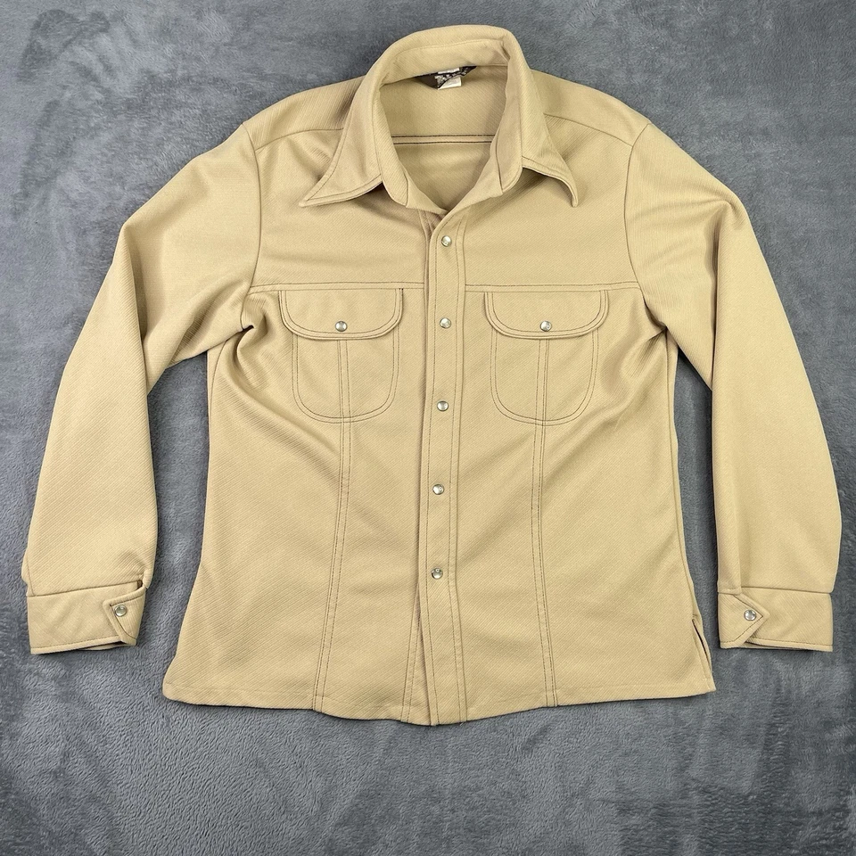 Terno de lazer ocidental vintage masculino camisa L calça DISCO pérola encaixe anos 70 TOBIAS TALON ZÍPER - Imagem 2 de 4