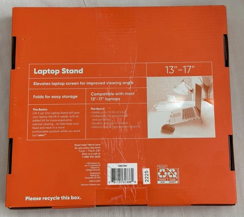ONN Laptop/Tablet Stand Surf Onn Compatible W Most 13"-17" Laptops NEW Open Box - Picture 2 of 7