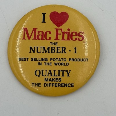 RARE- Vintage McDonald s  I   Mac Fries  Employee Promo Button 3  Pinback 1980s