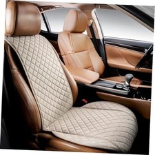Faux Linen Front Car Seat Cover Non-Slip Bucket Seat Protector BEIGE WS LN