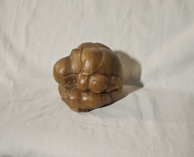 Solid Wood Sacred Weeping Buddha Sculpture Figurine Yogi Man ~ 5''
