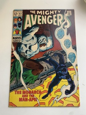 Vintage Marvel Comic Book 1969 The Avengers #62 1st App Man Ape Black Panther