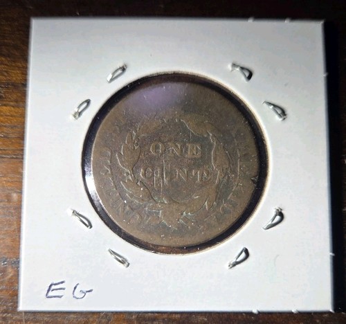 1824/22 1C CORONET HEAD OVERDATE LARGE CENT COIN AG - Rare - Low Mintage - Picture 2 of 3