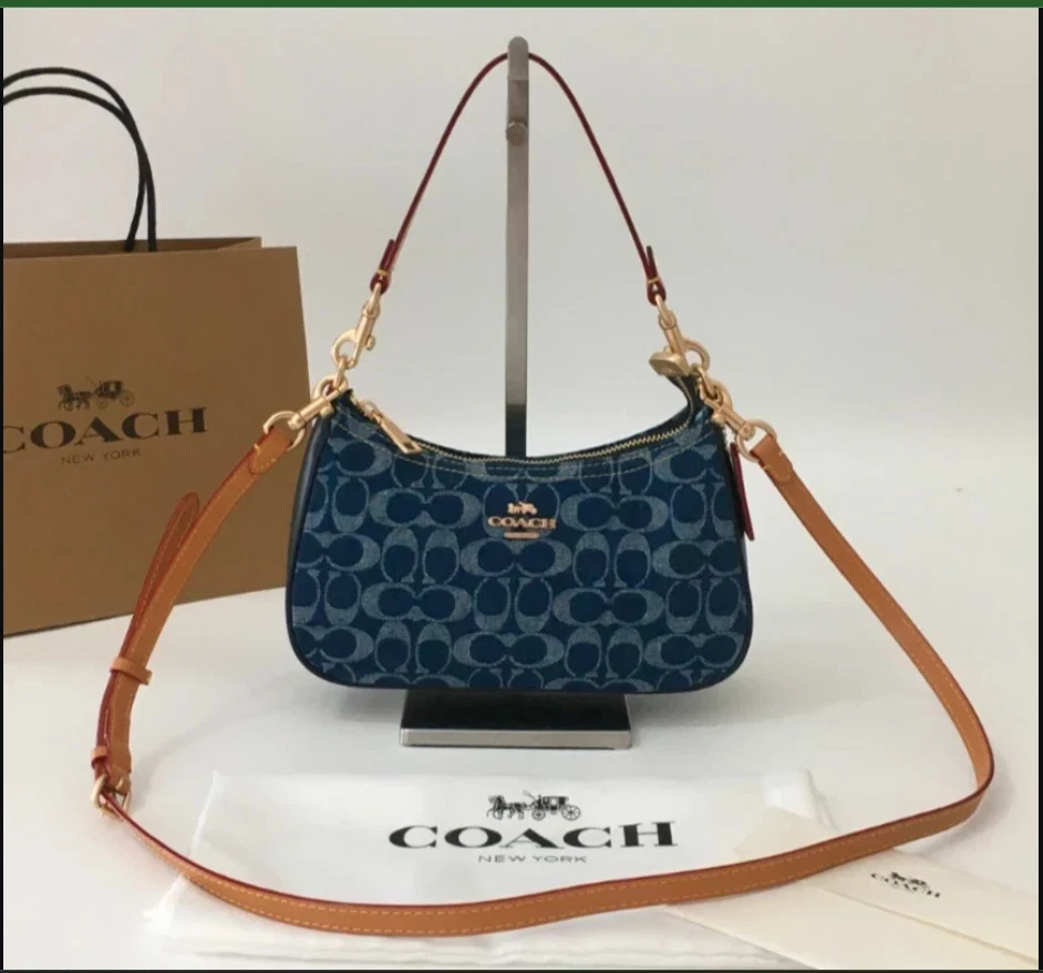 CAF82 Coach Denim/Natural Teri Shoulder Bag Signature Denim Outlet Products NWT - Image 3 of 4