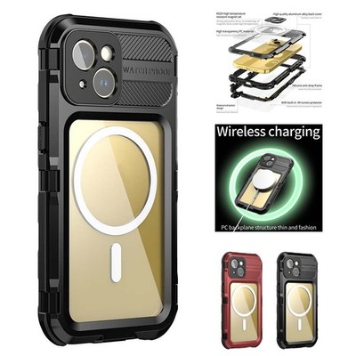 For iPhone 15 Pro Max 14 13 12 Anti-Peep Glass Metal Magnetic 360° Case Cover AU