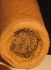 INDIAN HEAD CENT ROLL, ALL PRE 1900, 1863 END COIN, TIGHT CRIMPED ENDS