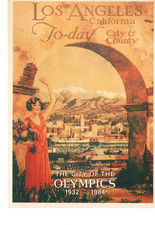 Retro Los Angeles Postcard City of the Olympics 1932–1984 Plastichrome P327025